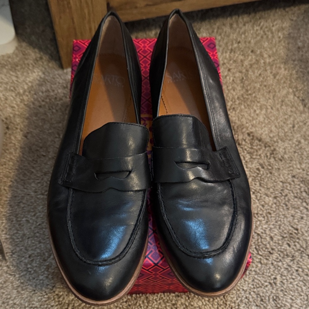 Franco Sarto Black Leather Loafers